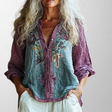Olivia - Blusa Floral em Blocos de Cor