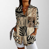 Olivia - Blusa Vintage com Estampa Abstrata