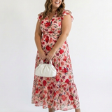 Lila | Vestido Midi Camisola Floral com Decote em V