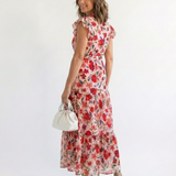 Lila | Vestido Midi Camisola Floral com Decote em V