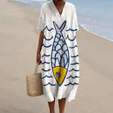 Kalinda™ | Vestido de Verão com Estampa de Peixes