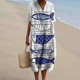 Kalinda™ | Vestido de Verão com Estampa de Peixes