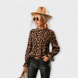 Kayla - Blusa Leoblouse com Gola Plissada
