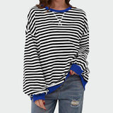 Olivia – Sweatshirt Listrada de Manga Longa com Decote Redondo Casual