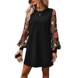 LUCY™ – Vestido de Manga Bufa Bordado Floral