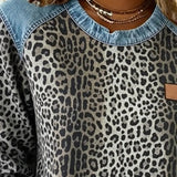 Sandra | Sweater de Denim com Estampa de Leopardo