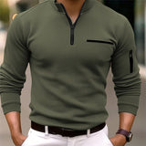 Petar - Camisa polo de manga longa masculina com fecho éclair