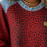 Sandra | Sweater de Denim com Estampa de Leopardo
