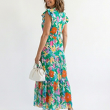 Lila | Vestido Midi Camisola Floral com Decote em V
