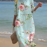 Roselind™ | Vestido Floral do Pôr do Sol