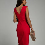 Fresia | Vestido de Mulher justo com decote em V e fenda