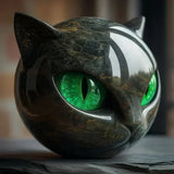 NyxCharm | Escultura de Cabeça de Gato Negro Místico
