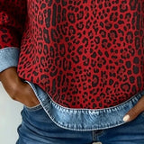 Sandra | Sweater de Denim com Estampa de Leopardo