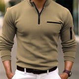 Petar - Camisa polo de manga longa masculina com fecho éclair