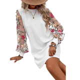 LUCY™ – Vestido de Manga Bufa Bordado Floral