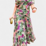 Florendra | Vestido Longo com Padrão Floral e Decote em V