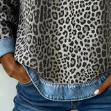 Sandra | Sweater de Denim com Estampa de Leopardo