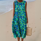 Celina™ | Vestido de Pavão em Aquarela