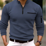 Petar - Camisa polo de manga longa masculina com fecho éclair