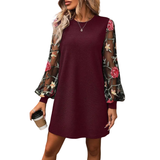 LUCY™ – Vestido de Manga Bufa Bordado Floral