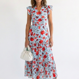 Lila | Vestido Midi Camisola Floral com Decote em V