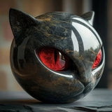NyxCharm | Escultura de Cabeça de Gato Negro Místico