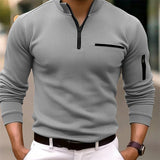 Petar - Camisa polo de manga longa masculina com fecho éclair