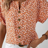Olivia - Blusa Floral com Botões