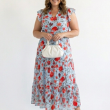 Lila | Vestido Midi Camisola Floral com Decote em V