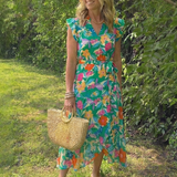 Lila | Vestido Midi Camisola Floral com Decote em V