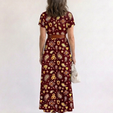 Lyra | Vestido Midi Floral Elegante com Decote em V