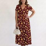 Lyra | Vestido Midi Floral Elegante com Decote em V