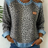 Sandra | Sweater de Denim com Estampa de Leopardo