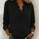 Indie | Blusa com Rendas, Decote em V e Mangas Longas