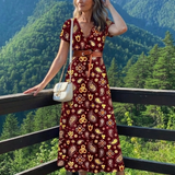Lyra | Vestido Midi Floral Elegante com Decote em V