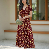 Lyra | Vestido Midi Floral Elegante com Decote em V