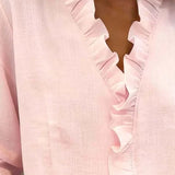 Indie | Blusa com Rendas, Decote em V e Mangas Longas