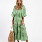 Apolline | Vestido Midi Com Decote em V e Manga 3/4