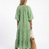 Apolline | Vestido Midi Com Decote em V e Manga 3/4
