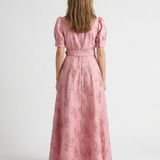 Xanthea | Vestido Camisa Maxi Floral Texturizado com Manga Curta e Cinto