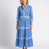 Ysolde | Vestido Midi com Mangas Três Quartos e Padrão de Corrente