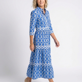 Ysolde | Vestido Midi com Mangas Três Quartos e Padrão de Corrente