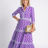 Ysolde | Vestido Midi com Mangas Três Quartos e Padrão de Corrente