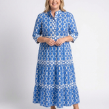 Ysolde | Vestido Midi com Mangas Três Quartos e Padrão de Corrente