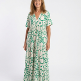 Zuleika | Vestido Midi Floral de Manga Curta com Decote em V