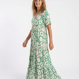 Zuleika | Vestido Midi Floral de Manga Curta com Decote em V