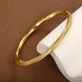Elegante pulseiras de cristal com duas fileiras em ouro