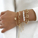 Pulseira de Ouro com Pérolas