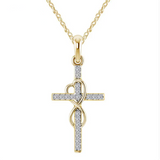 Colar com pendente em forma de cruz feito de liga de diamante