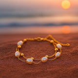 Julie | Pulseira de pérolas douradas